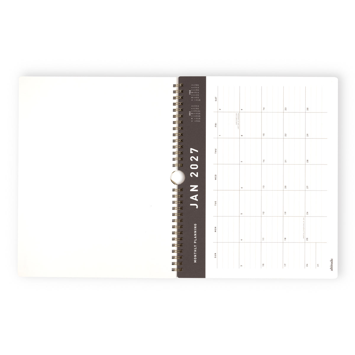 2027 Monthly Wall Calendar White/Black