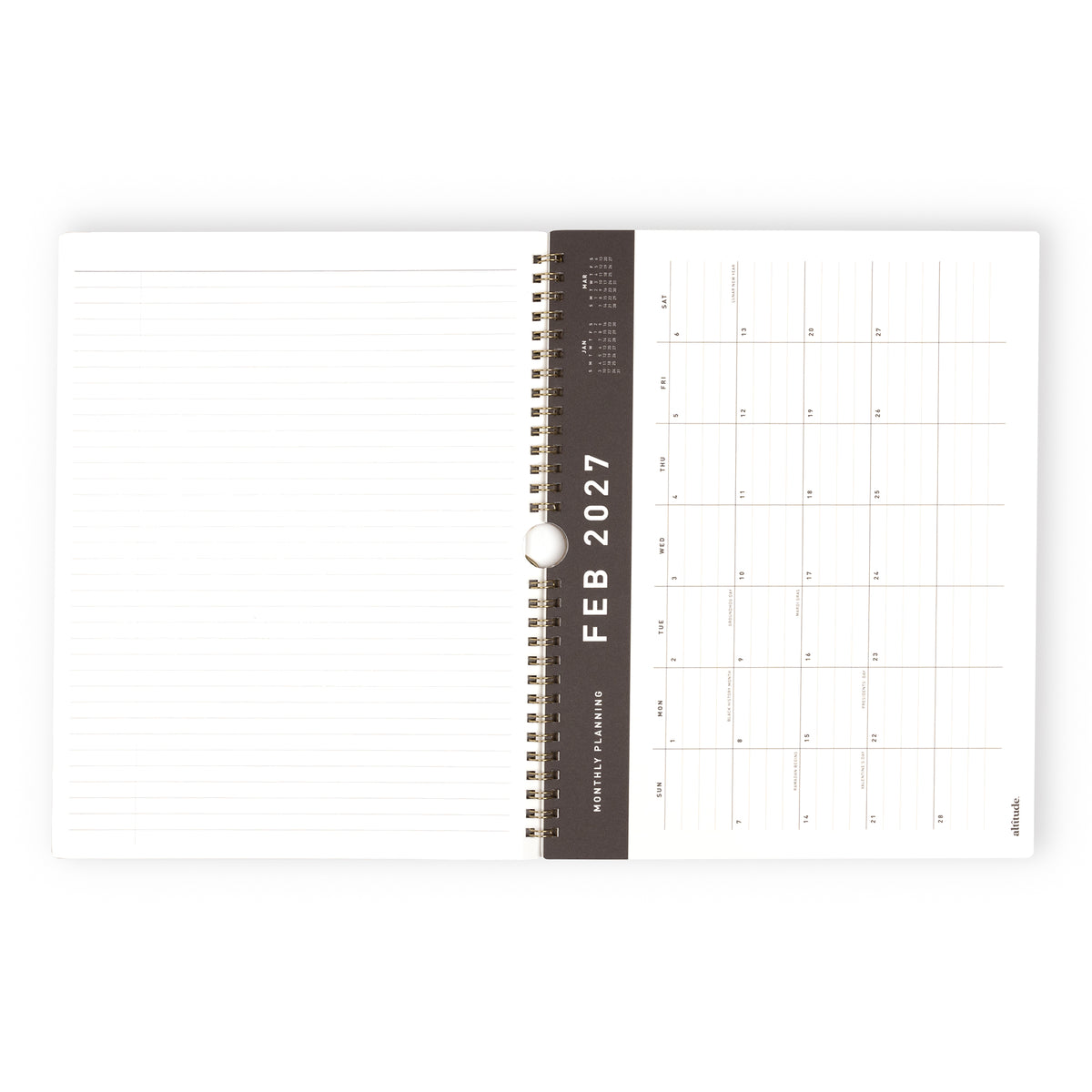 2027 Monthly Wall Calendar White/Black