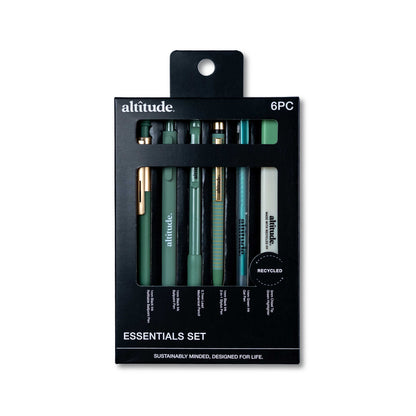 6pk Essential Writing Kit with Pens, Mechanical Pencils, and Highlighter- Dark Sage
