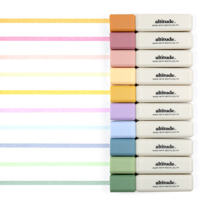10pk Mini Highlighters 5.0mm Multicolor Ink
