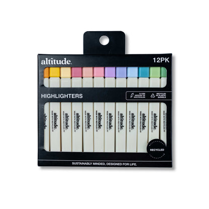 12pk Slim Block Highlighters 3mm Chisel Tip - Assorted Colors