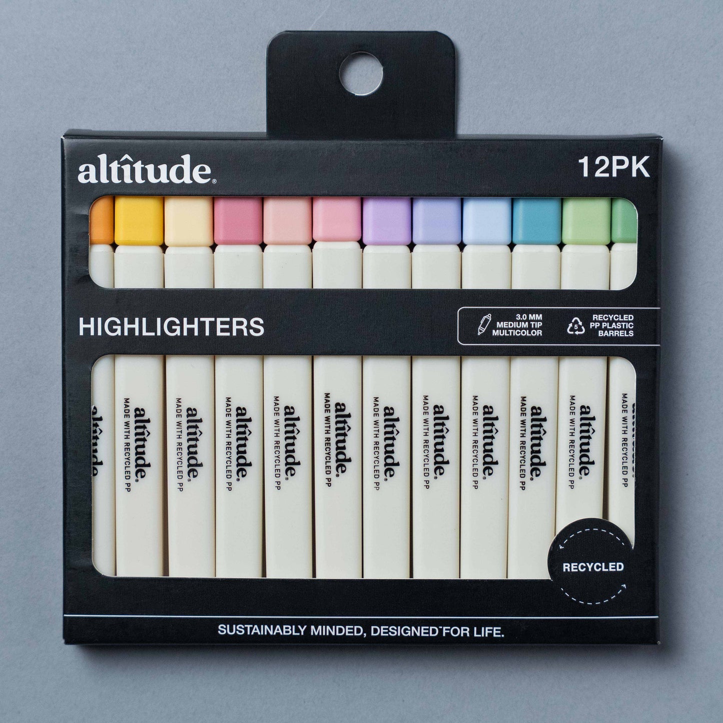 12pk Slim Block Highlighters 3mm Chisel Tip - Assorted Colors