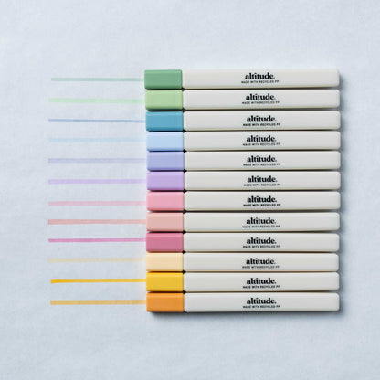 12pk Slim Block Highlighters 3mm Chisel Tip - Assorted Colors