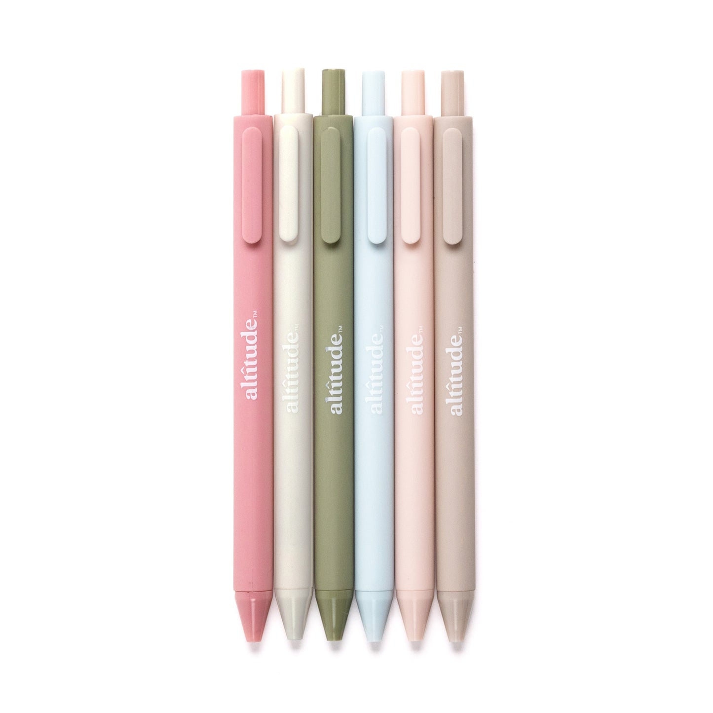 6pk Retractable Ballpoint Pens 1.0mm Black Ink Eucalyptus