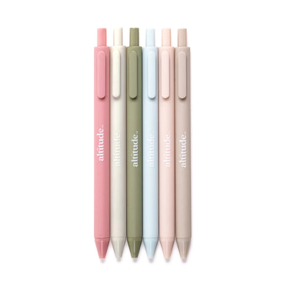 6pk Retractable Ballpoint Pens 1.0mm Black Ink Eucalyptus