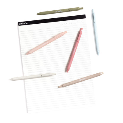 6pk Retractable Ballpoint Pens 1.0mm Black Ink Eucalyptus